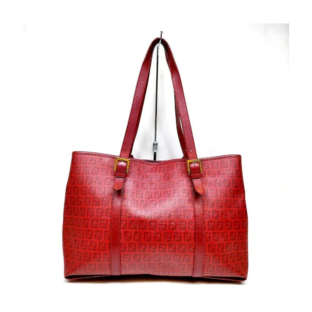AUTHENTIC Fendi Tote Bag Red PVC